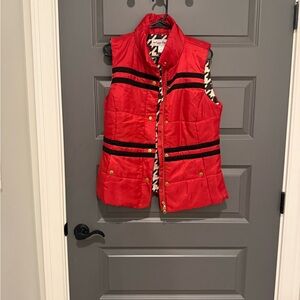 Dizzy Lizzie Red Puffer Vest with Black Stripes Size L